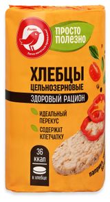 Изображение товара Хлебцы цельнозерновые АШАН Красная птица Просто Полезно паприка томаты базилик, 90 г