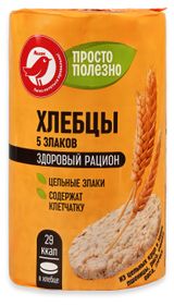 Изображение товара Хлебцы АШАН Красная птица Просто Полезно 5 злаков, 90 г