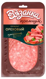 Изображение товара Колбаса полукопченый «Вязанка» Сервелат Ореховый нарезка, 90 г