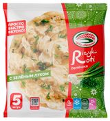 Изображение товара Лепешка пшеничная Roti Роти тонкая с зеленым луком халяль замороженная 5 шт, 450 г