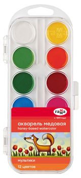 Изображение товара Акварель «Гамма» Мультики медовая, 12 цветов
