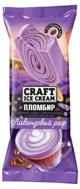 Изображение товара Мороженое молочное Craft Ice Cream Пломбир Лавандовый раф лаванда и кофе эскимо на палочке БЗМЖ, 80 г