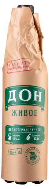 Изображение товара Пиво «Дон» Живое светлое фильтрованное 4%, 1 л