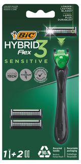 Изображение товара Мужская бритвенная система BIC Hybrid 3 Flex для чувствительной кожи 1 ручка + 2 кассеты Греция