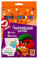 Изображение товара Карандаши цветные АШАН Красная птица Ашаня, 18 цветов