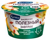 Изображение товара Биойогурт густой ложковый Viola Полезный завтрак с грушей грецким орехом злаками и семенами льна 5%, 180 г