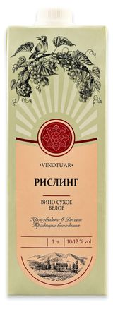 Изображение товара Вино Vinotuar Рислинг белое сухое Россия, 1 л