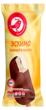 Изображение товара Мороженое пломбир АШАН Красная птица Эскимо в шоколадной глазури БЗМЖ, 70 г