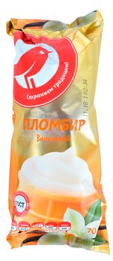 Изображение товара Мороженое молочное АШАН Красная птица Пломбир ванильный в вафельном стаканчике ГОСТ БЗМЖ, 70 г