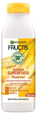 Изображение товара Бальзам-ополаскиватель для волос Garnier Fructis Superfood Банан Питание для очень сухих волос Италия, 350 мл