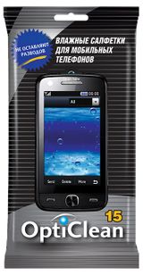 Изображение товара Влажные салфетки Opticlean для ухода за мобильными телефонами, 15 шт