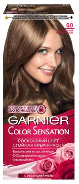 Изображение товара Крем-краска для волос Garnier Color Sensation роскошный темно-русый тон 6.0, 112 мл
