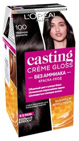 Изображение товара Краска для волос L'Oreal Paris Casting Creme Gloss без аммиака черная ваниль тон 100, 180 мл