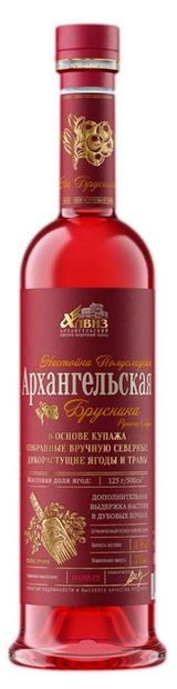 Изображение товара Настойка «Архангельская» Брусника ручного сбора полусладкая Россия, 0,5 л