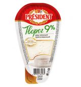 Изображение товара Творог классический прессованный President нежный 9% БЗМЖ, 229 г