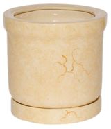 Изображение товара Горшок керамический Цилиндр бежевый с поддоном Ø31х35 см, 19 л