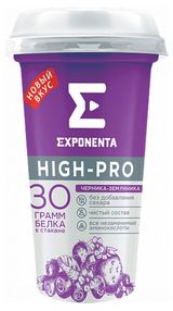Изображение товара Напиток кисломолочный Exponenta High-pro черника-земляника высокобелковый без добавления сахара 0% БЗМЖ Беларусь охлажденный, 250 мл