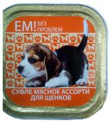 Изображение товара Консервы для щенков «Ем Без Проблем» суфле мясное ассорти, 100 г
