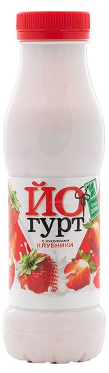 Изображение товара Йогурт питьевой «Белая Долина» с кусочками фруктов клубника 2,5% БЗМЖ, 290 г