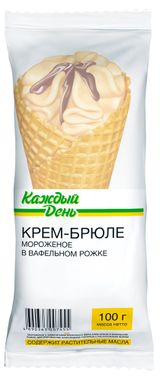 Изображение товара Мороженое «Каждый день» рожок крем-брюле ЗМЖ, 100 г