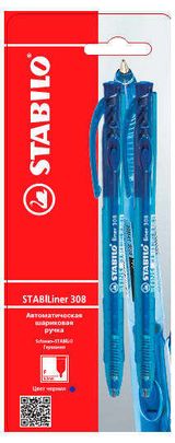 Изображение товара Набор шариковых ручек Stabilo Liner 808, синие, 2 шт
