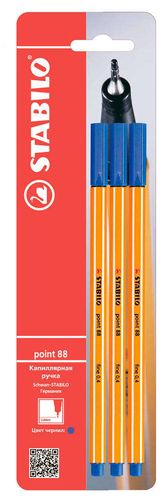 Изображение товара Набор капиллярных ручек Stabilo Point 88 синие 0,4 мм, 3 шт