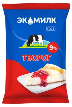 Творог классический «Экомилк» брикет 9% ГОСТ БЗМЖ, 180 г — цена в Ашан