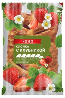 Слойка «МОСХЛЕБ» с клубникой, 80 г — цена в Ашан