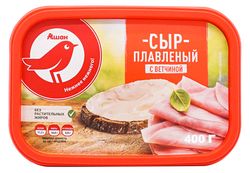 Сыр плавленый с ветчиной АШАН Красная птица ванночка 50%, 400 г