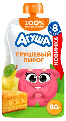 Пюре фруктовое «Агуша» Грушевый пирог без сахара с 8 мес., 80 г