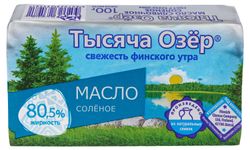 Масло солёное сливочное «Тысяча Озёр» брикет 80,5%, 100 г
