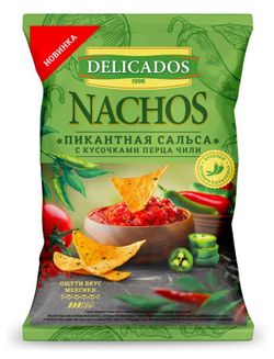 Чипсы кукурузные Delicados Nachos Пикантная Сальса, 150 г — цена в Ашан