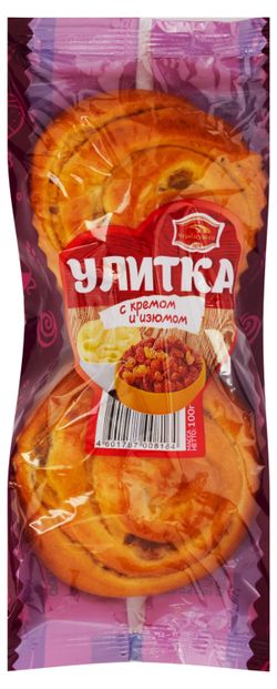 Улитка «Черемушки» с кремом и изюмом, 100 г — цена в Ашан