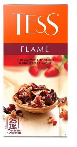 Чайный напиток Tess FLAME фруктовый аромат в пакетиках, 25 шт — цена в Ашан