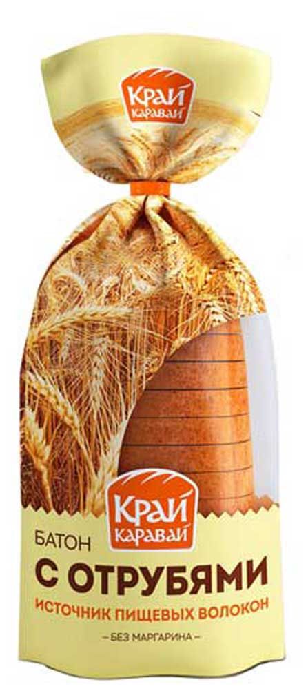 Батон Край Каравай С отрубями нарезка, 250 г