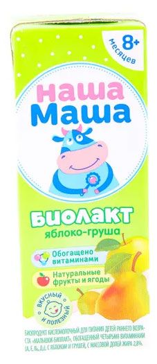 Биолакт детский Наша Маша с яблоком и грушей охлажденный, 200 г