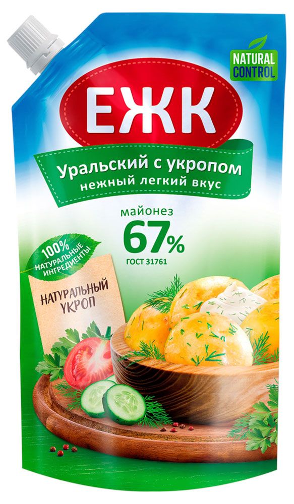 Майонез ЕЖК Уральский с укропом 67% охлажденный, 350 мл