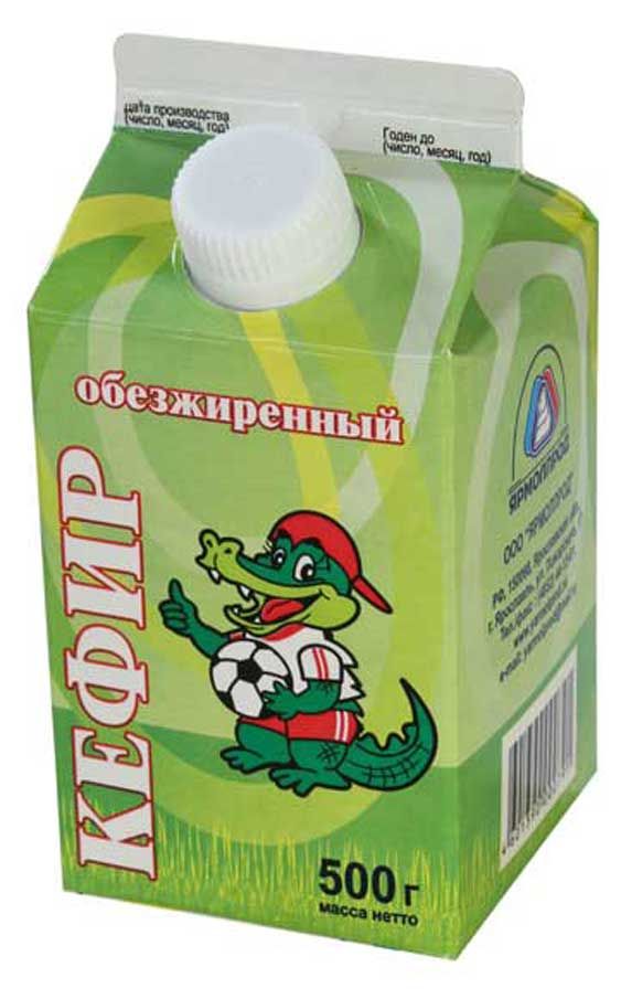 Кефир обезжиренный Ярмолпрод 0,1% БЗМЖ, 500 мл