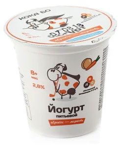 Йогурт питьевой детский Кока Бо абрикос-морковь с 8 месяцев 2,8% БЗМЖ, 125 г