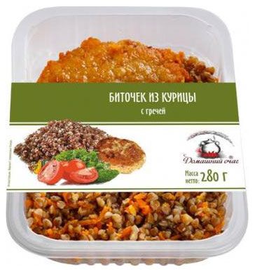 Биточек Домашний очаг из курицы с гречкой 280 г 210₽