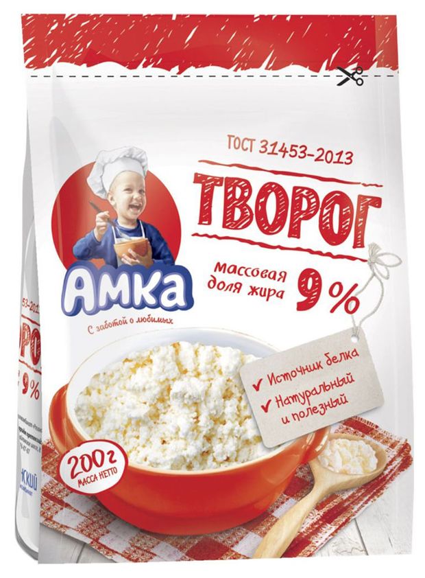 Творог рассыпчатый Амка 9% БЗМЖ, 200 г