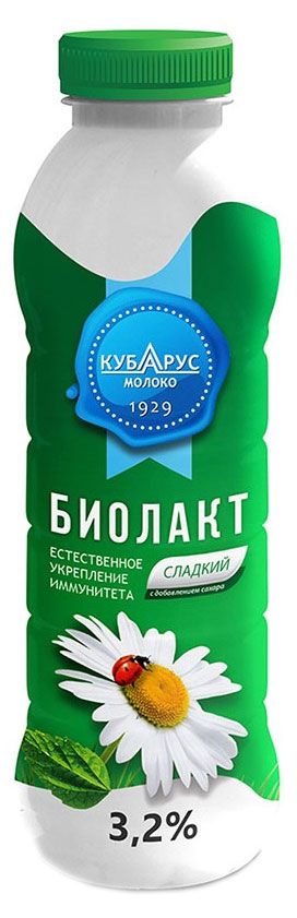 Напиток кисломолочный Биолакт Кубарус-молоко 3,2% БЗМЖ, 300 г