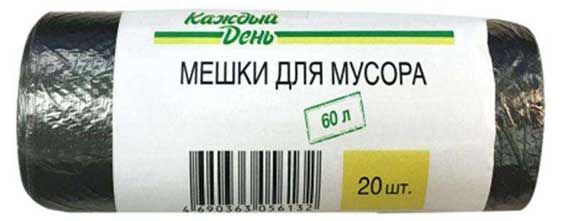 Мешки для мусора Каждый день 60 л 20 шт 50₽
