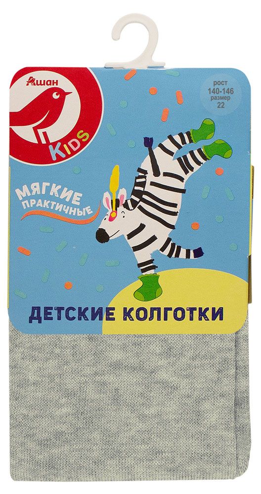 Колготки детские АШАН Красная птица серые, р.140/146