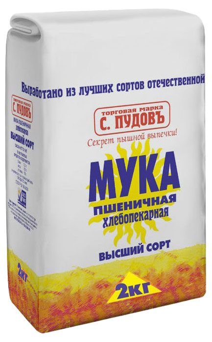 Мука пшеничная С.Пудовъ хлебопекарная, 1 кг