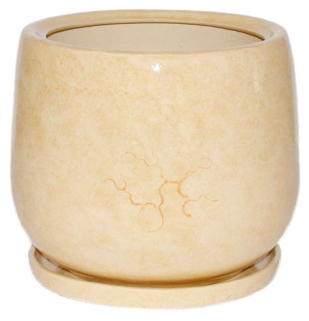 Горшок Тюльпан керамический бежевый с поддоном 37х32 см, 26 л