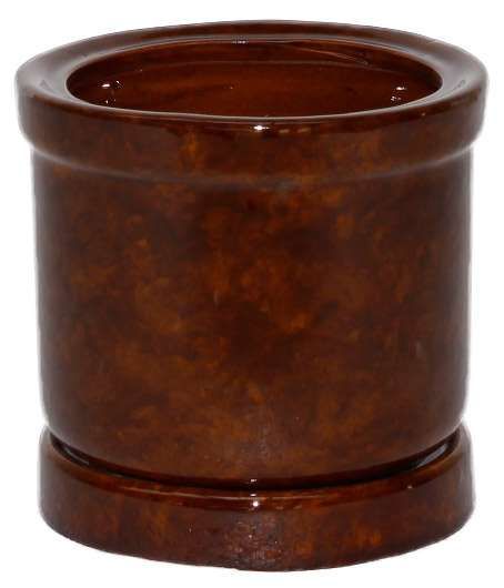 Горшок Цилиндр керамический коричневый с поддоном 19х21 см, 6,5 л