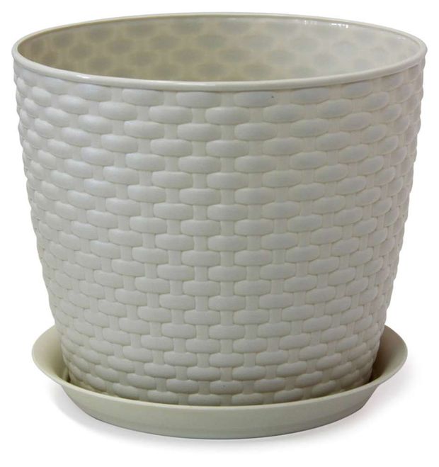 Кашпо Idea Ротанг белое 21 см 370₽