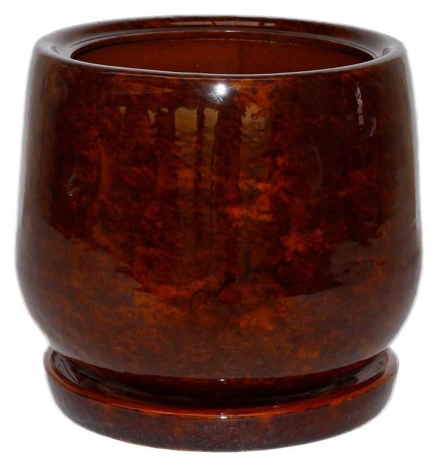 Горшок Тюльпан керамический с поддоном коричневый 37х32 см, 26 л