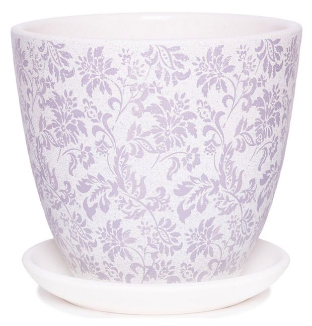 Горшок Гобелен керамический белый без поддона, 12 см